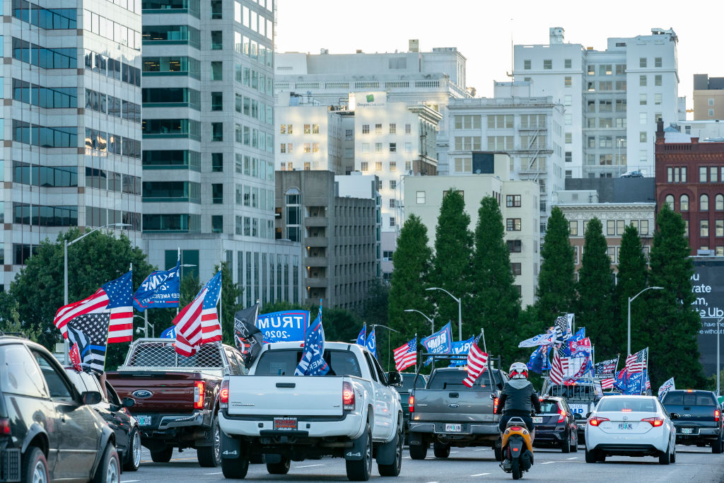 Far Right Activists Rally In Portland To Counter The Anti-Police Protesters